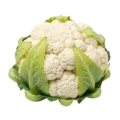 Una cabeza de coliflor blanca y fresca con hojas verdes, ideal para una alimentación saludable y orgánica. Perfecta para recetas vegetarianas y veganas, cultivada de forma ecológica en huertos bio.