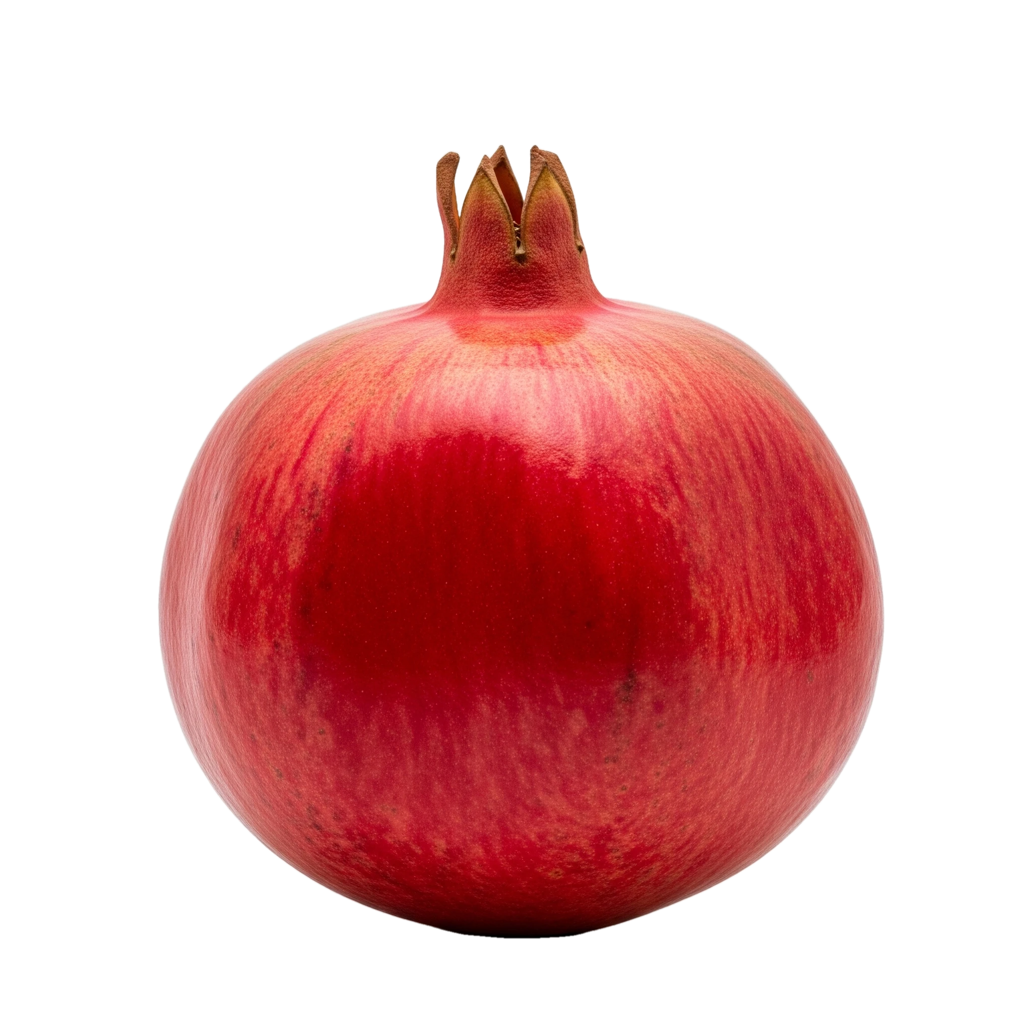 Pomegranate fruit isolated on white background, fresh organic superfood from Huerto.Bio for healthy eating and natural nutrition.