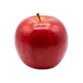 Red apple on white background, organic and fresh, healthy fruit for balanced diet and nutrition.