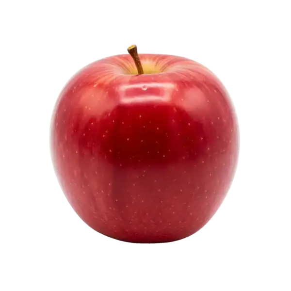 Red apple on white background, organic and fresh, healthy fruit for balanced diet and nutrition.