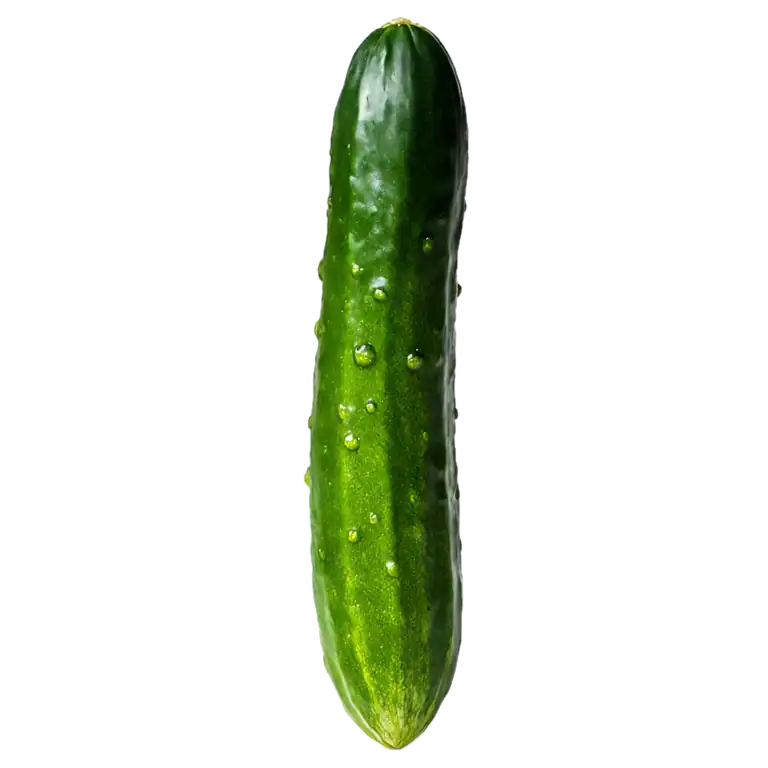 Pepino ecológico orgánico con gotas de agua, cultivo natural y saludable para una alimentación consciente y sostenible.