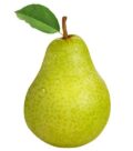 Peras verdes frescas con gotas de agua, concepto de frutas orgánicas y saludables para huerto.bio.