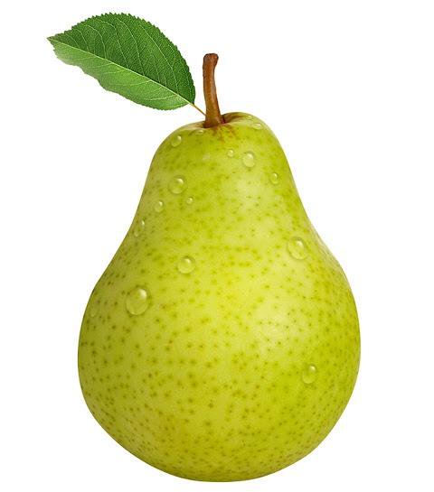 Peras verdes frescas con gotas de agua, concepto de frutas orgánicas y saludables para huerto.bio.