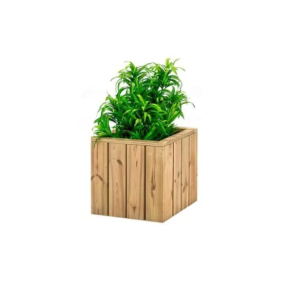 Hierba medicinal en maceta de madera natural para agricultura ecológica y huertos urbanos. Cultivo saludable y sustentable, ideal para jardines orgánicos y compostaje en huerto.bio.