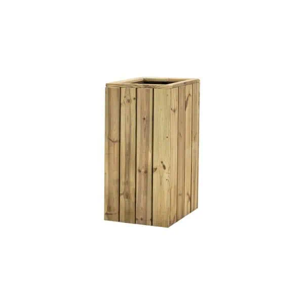 Contenedor de madera ecológico para compostaje o basura, hecho de madera natural, estilo rústico y resistente, ideal para jardines y huertos biodegradables.