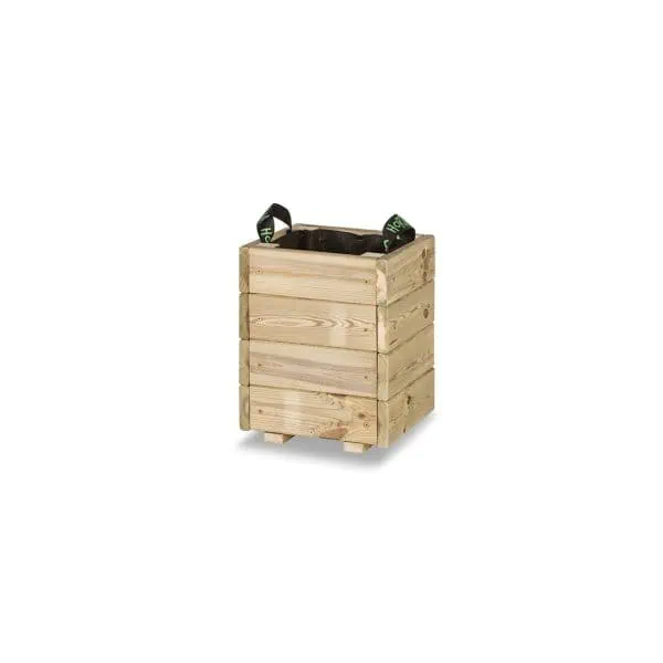Contenedor de madera para huerto urbano con sistema de cultivo en altura. Ideal para jardinería ecológica y agricultura urbana, resistente y fácil de usar para cultivar hortalizas y plantas.