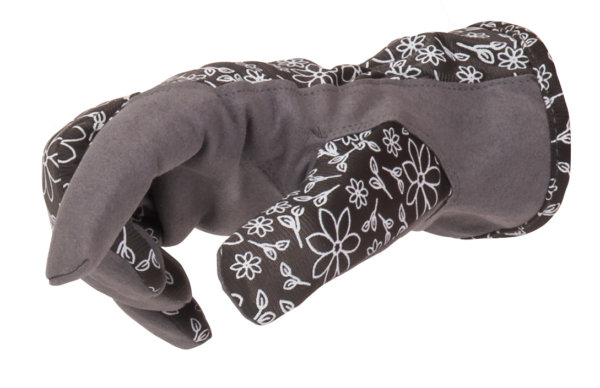Guantes de jardinería con agarre antideslizante y diseño floral, ideales para labores en huertos y jardines ecológicos. Calidad, comodidad y protección para tus manos en tareas de agricultura sostenible.