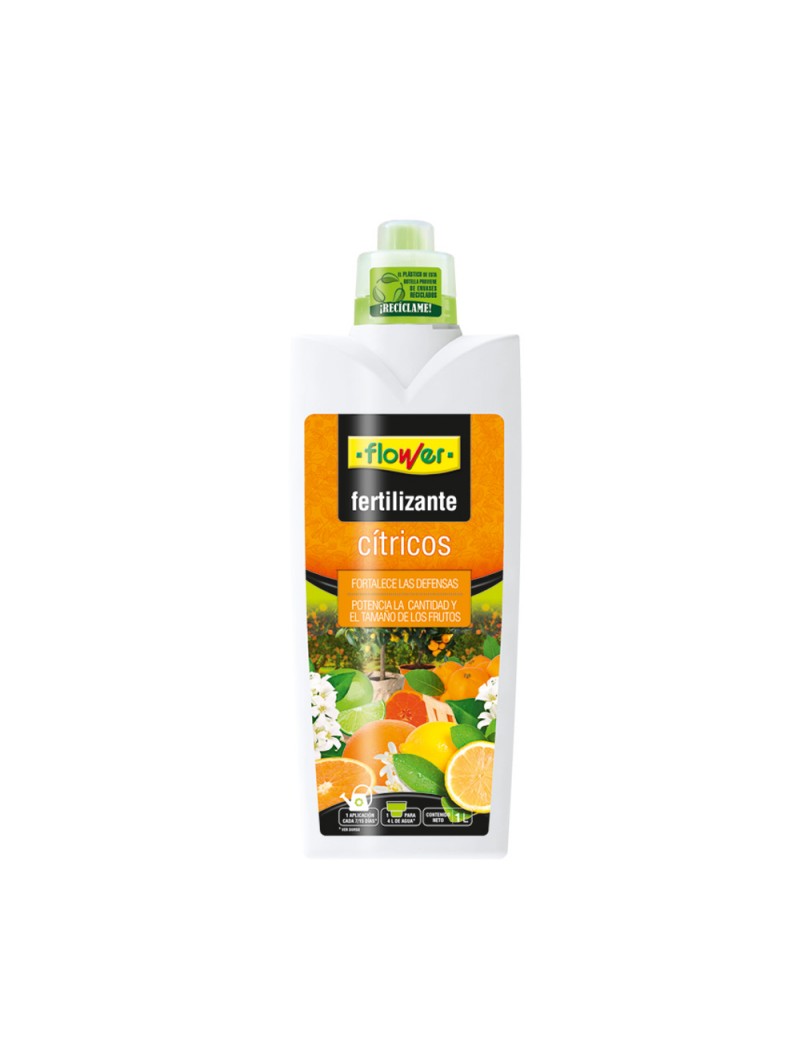 Fertilizante cítricos Flower, con ingredientes naturales para fortalecer las defensas y potenciar la calidad y sabor de los frutos cítricos, ideal para huertos ecológicos en huerto.bio.