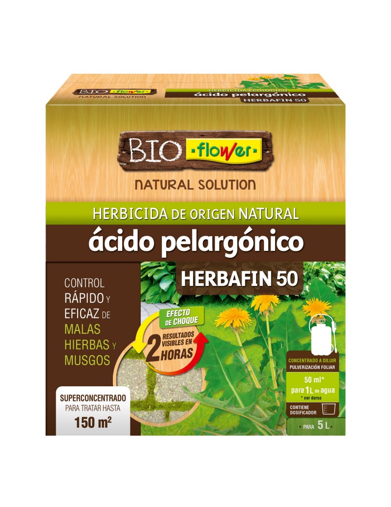 Árido peptagónico natural de herbicida orgánico para control de malas hierbas y musgos en cultivos ecológicos, efecto de choque visible en 2 horas, envase concentrado para hasta 150 m².